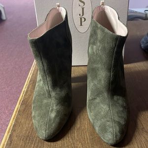 SJP green leather booties
